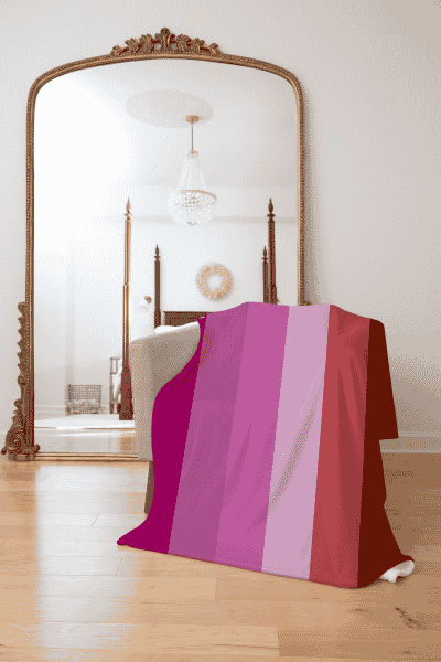 Lipstick Lesbian Pride Flag Fleece Throw Blanket