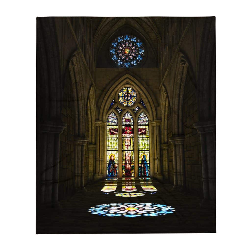 Cathedral Windows Fleece Throw Blanket
