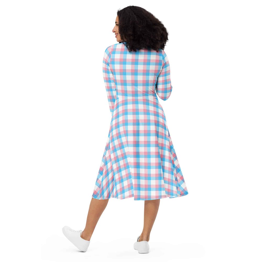 Trans Pride All-Over Print Long Sleeve Midi Dress - Image 3