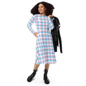 Trans Pride All-Over Print Long Sleeve Midi Dress