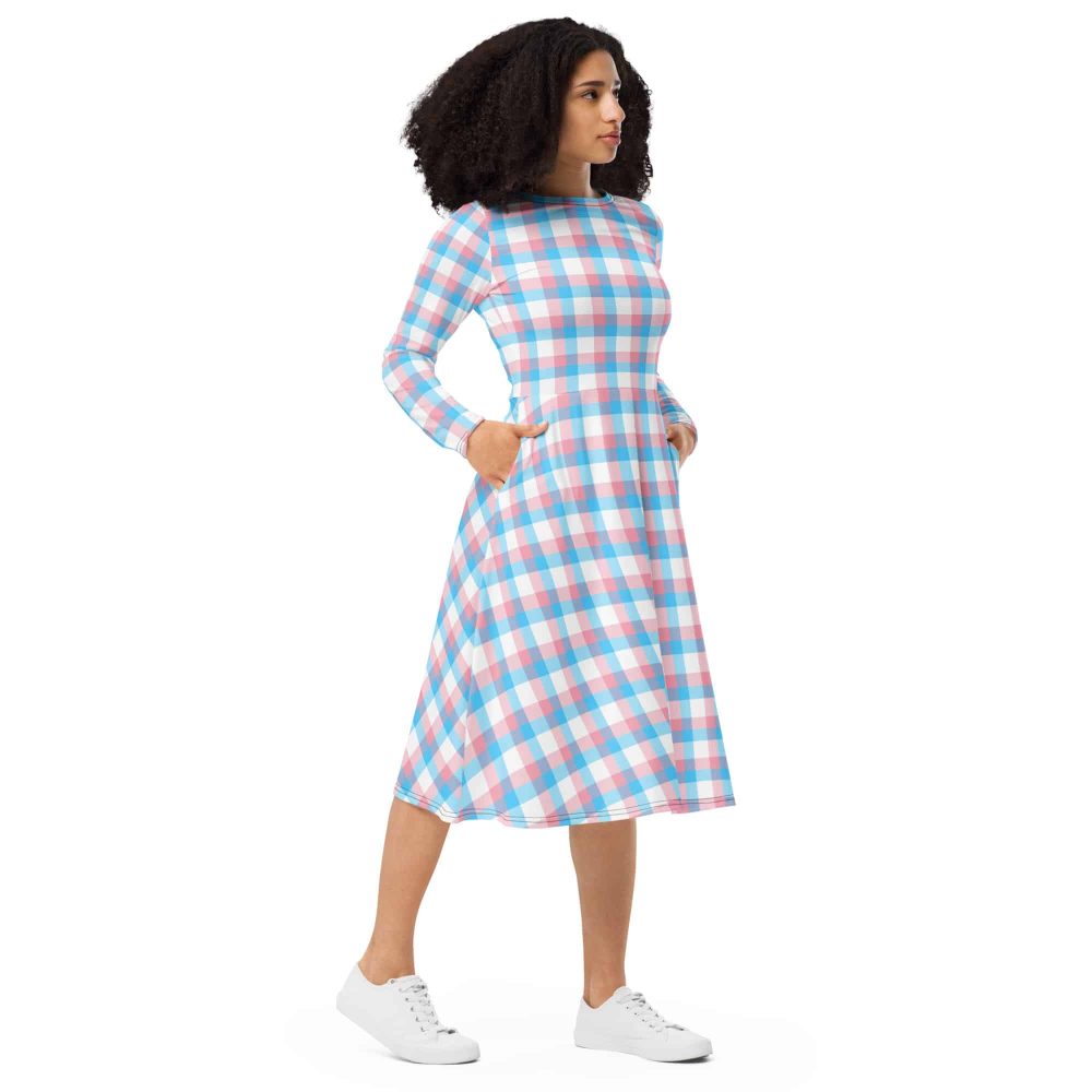Trans Pride All-Over Print Long Sleeve Midi Dress - Image 4