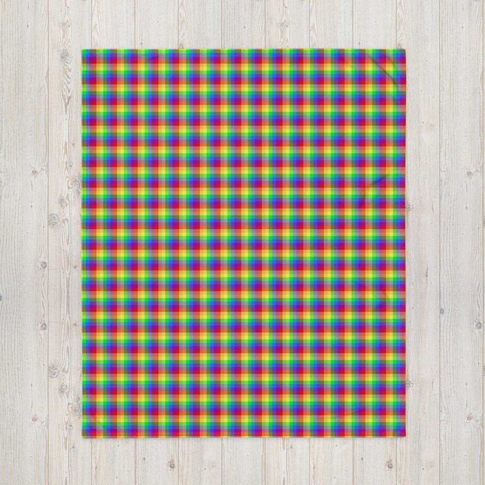 Rainbow Pride Plaid Fleece Throw Blanket - Image 2